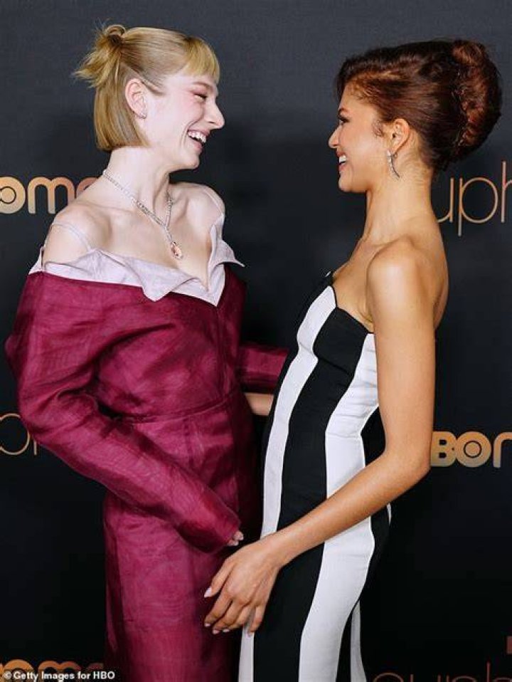 Buddies: Zendaya posed with costar Hunter Schafer, her love interest in the HBO Max series